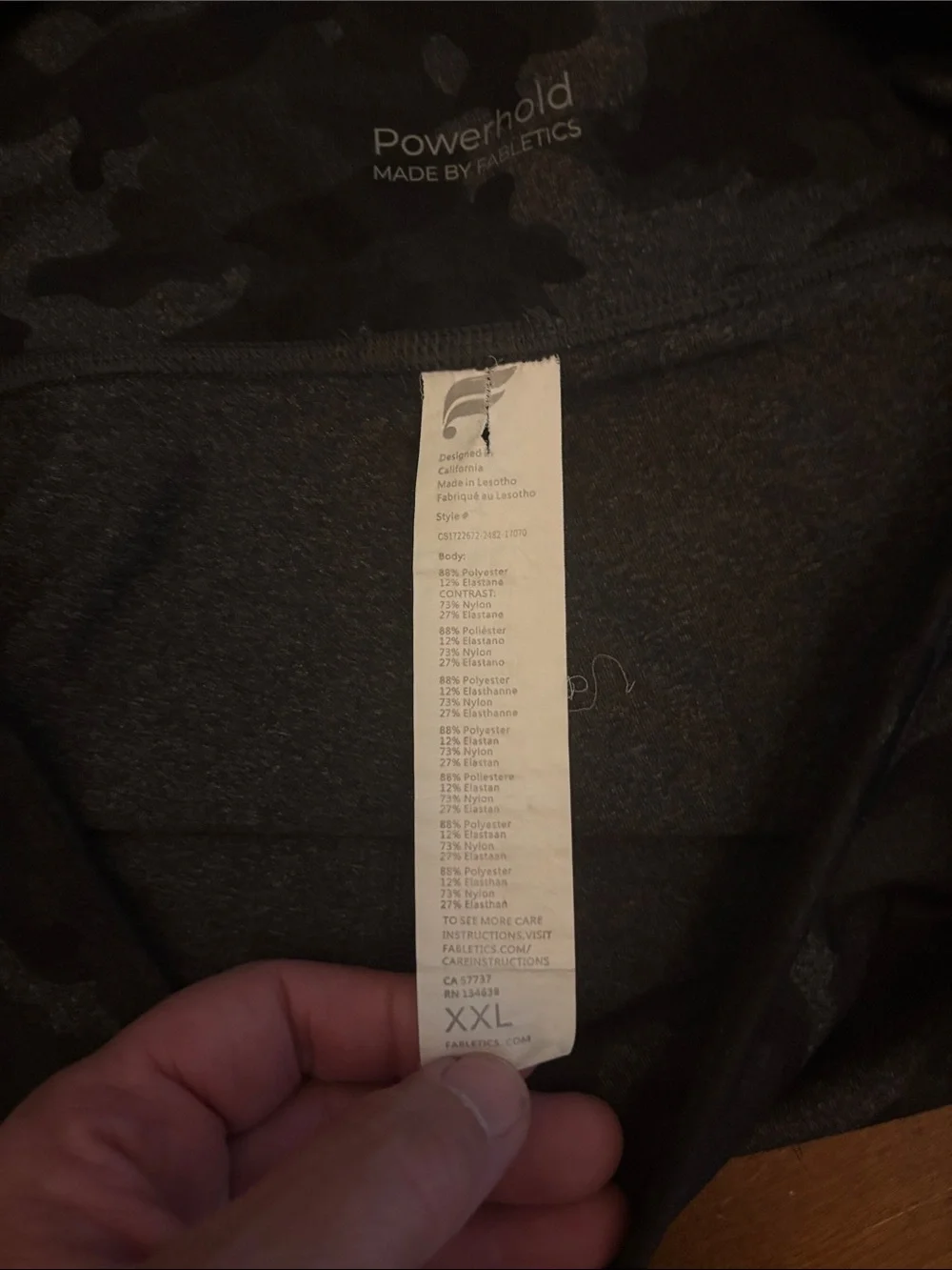 Fabletics PowerHold High Rise Camouflage Side Pocket Leggings Charcoal Size XXL